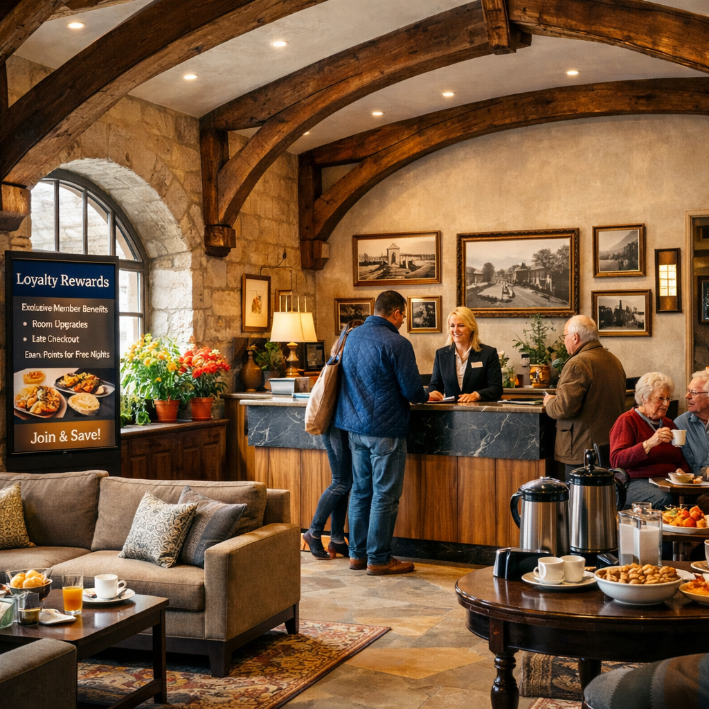 Elegant Hotel Lobby with Modern and Historic Fusion