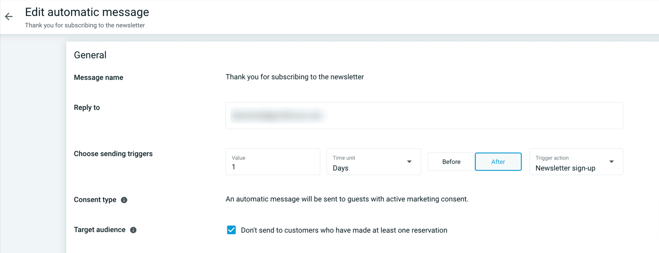 Inspirational email - settings