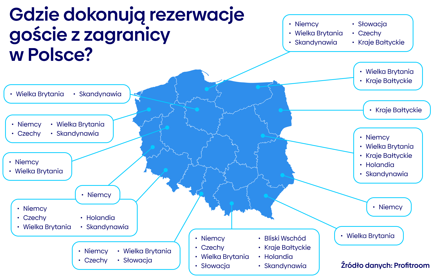 Raport geolokalizacji w Google Analytics ułatwiający hotelarzom wybór nowych wersji językowych na stronę www.