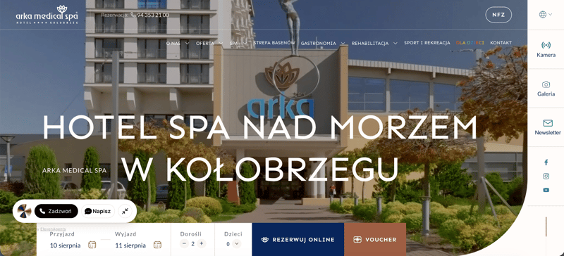 Arka medica SPA strona główna po modernizacji