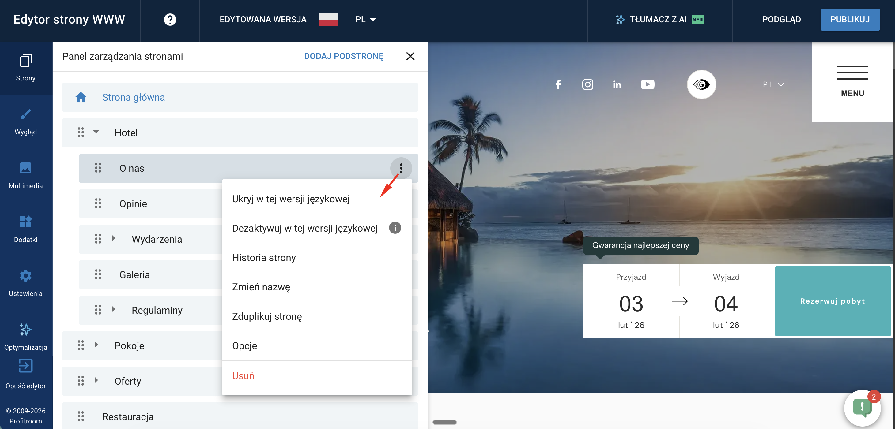 Intuicyjne zarządzanie strukturą menu