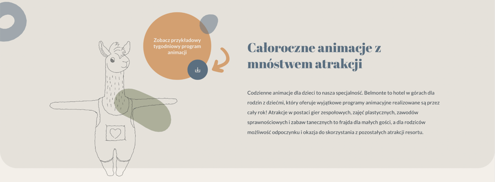 Całoroczne animacje dla dzieci w Belmonte Hotel - przykład storytellingu wizualnego na stronie docelowej