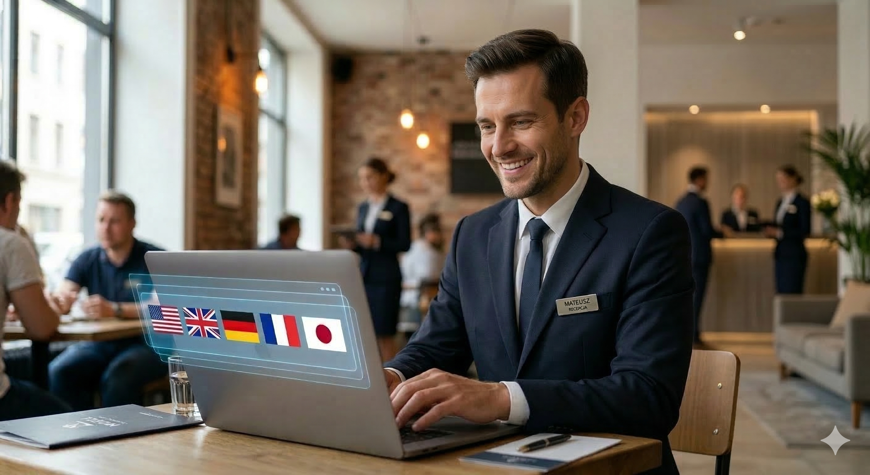 Technologia Profitroom AI Translator pozwala na szybkie tłumaczenie strony internetowej i zwiększanie rezerwacji od zagranicznych gości.